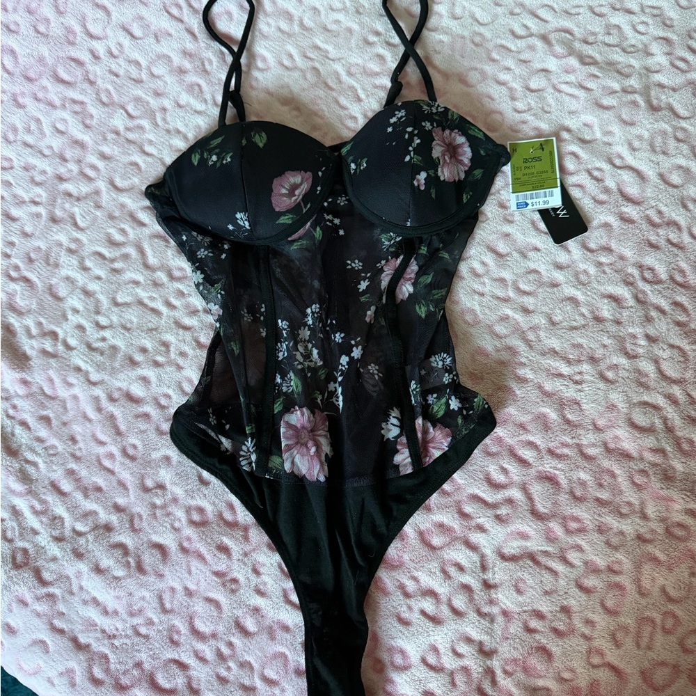 Willow Black and Pink Floral Bodysuit